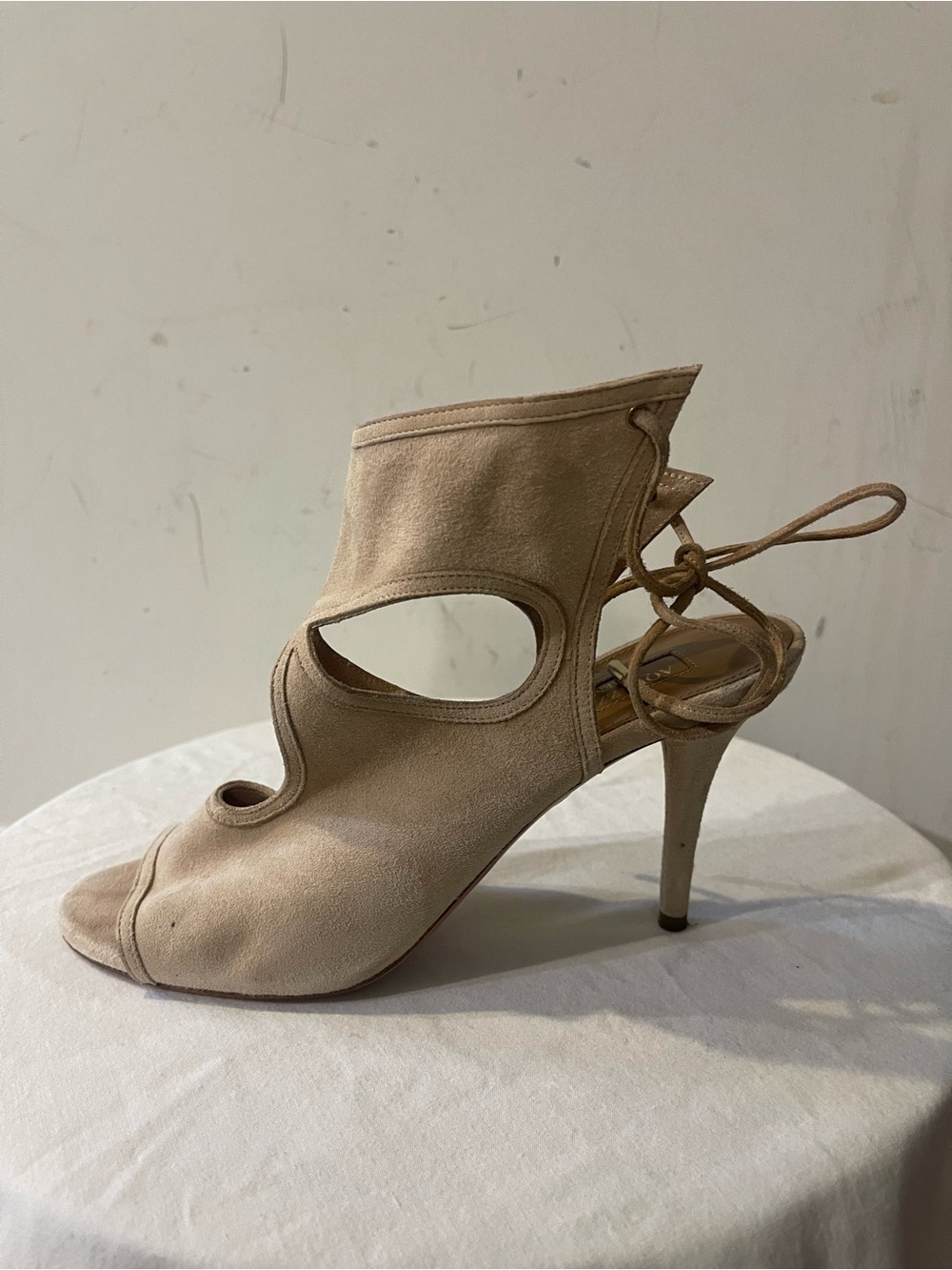 Aquazzura  Suede Cutout Lace-Up High Heel Sandal